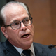Senator Mike Braun, R-IN, questions FBI Director Christopher Wray during a Senate Appropriations Subcommittee on Commerce, Justice, Science, and Related Agencies hearing on Capitol Hill in Washington, DC, on June 23, 2021. (Photo by SARAH SILBIGER / POOL / AFP) (Photo by SARAH SILBIGER/POOL/AFP via Getty Images)